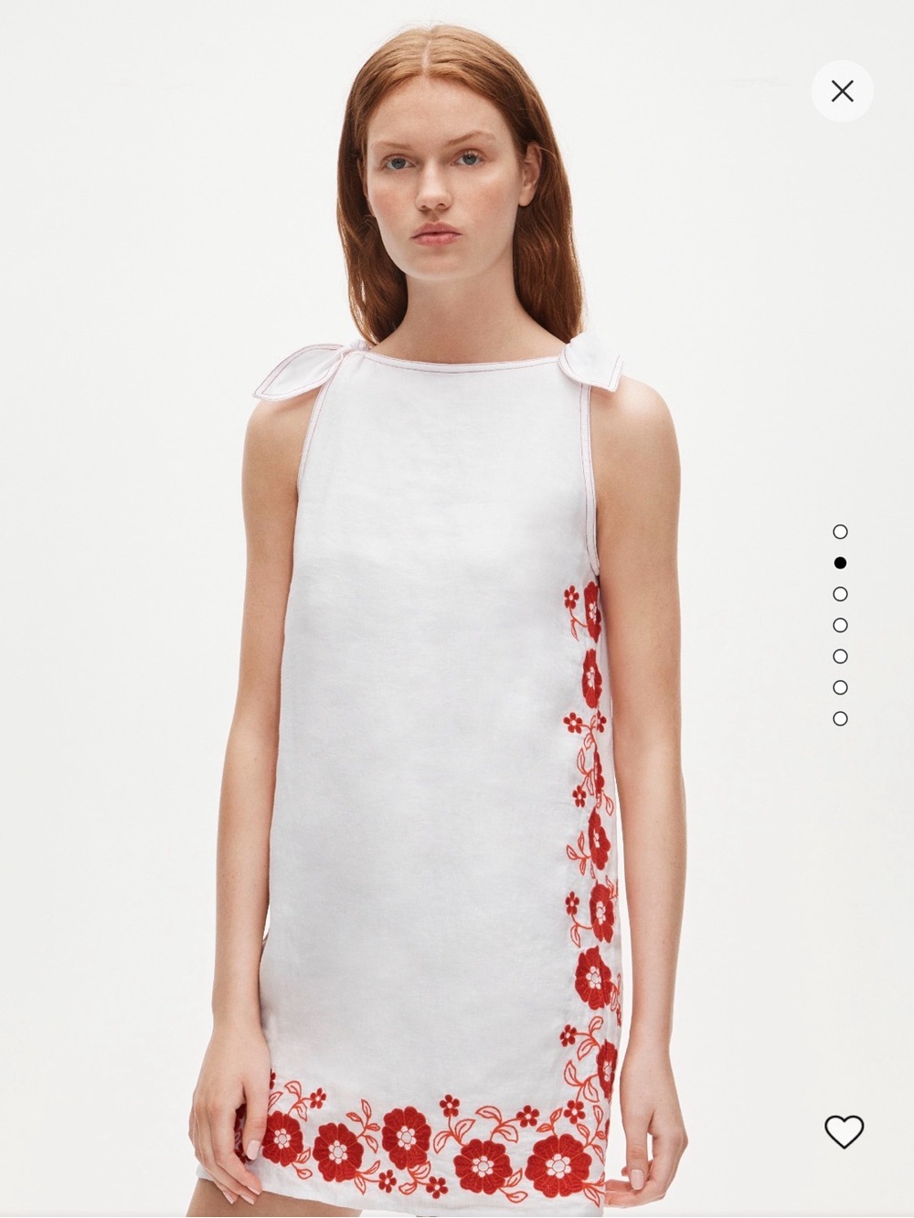 J.Crew Sadie Mini Sleeveless White Shift Dress with Red Floral Embroidery, M - Picture 2 of 3